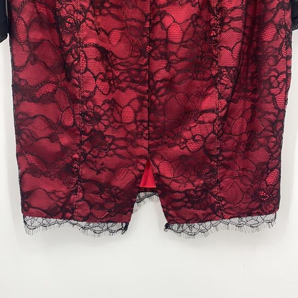 Bebe Red Black Lace Overlay Bodycon Dress Size XS - Picture 11 of 16